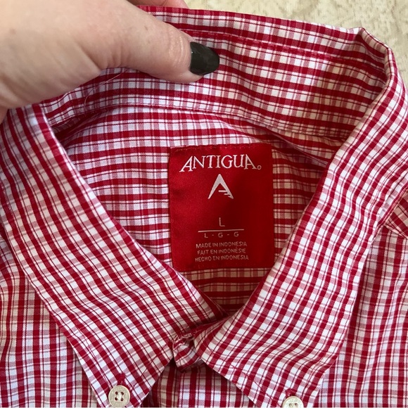 Men’s Antigua New England Patriots check original logo “Pat Patriot” button down - Picture 2 of 9